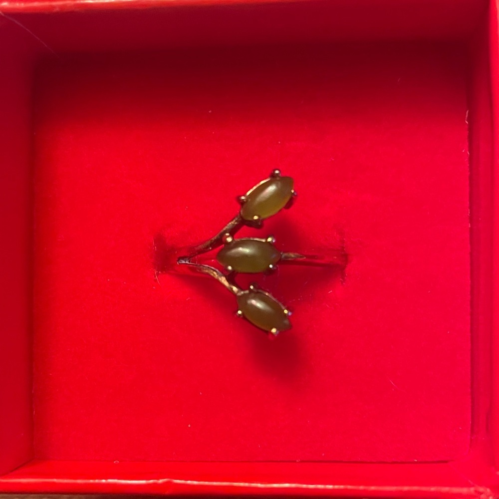 Vintage Sterling ESPO Jade Stone Ring